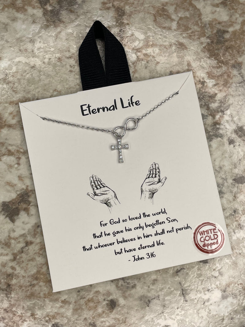 "Eternal Life" Cross Infinity Necklace