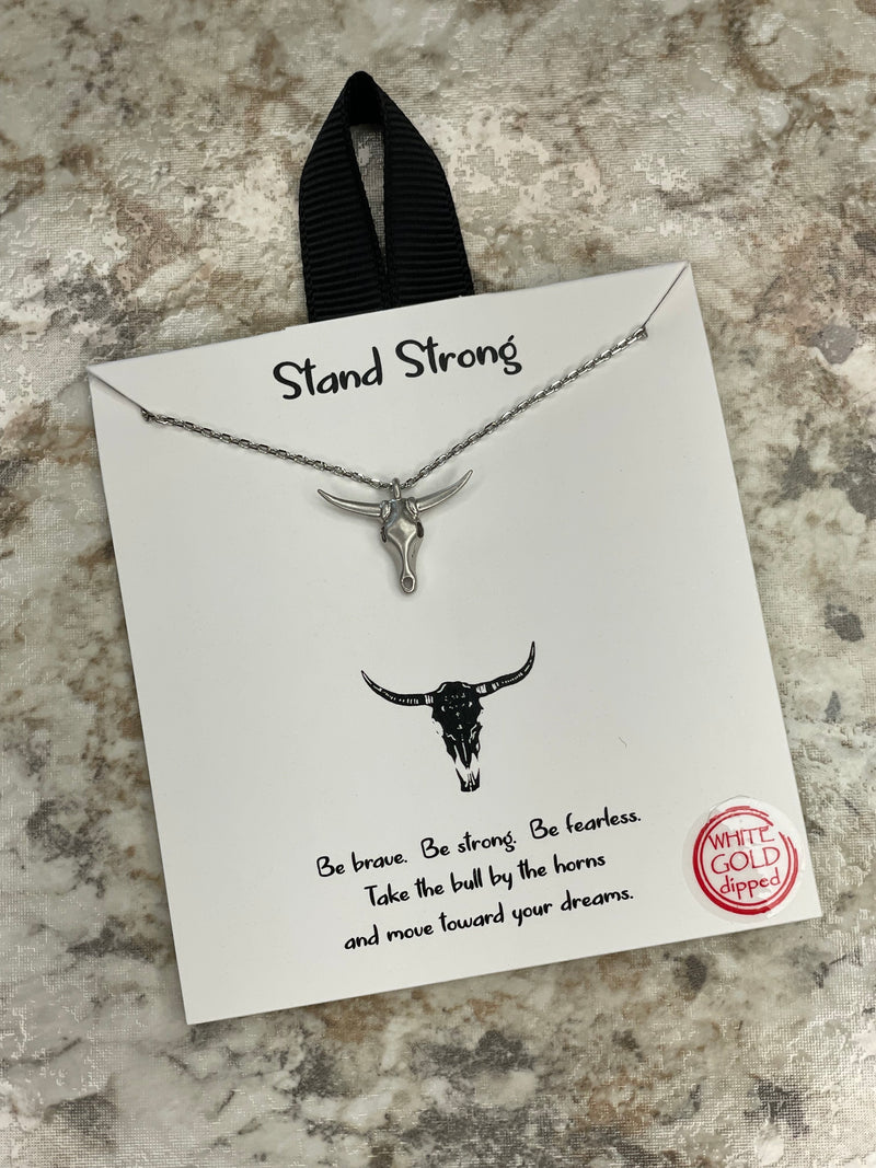 "Stand Strong" Steer Head Necklace