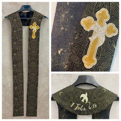 "New Life In Christ" Pastor Stole - Black/Gold