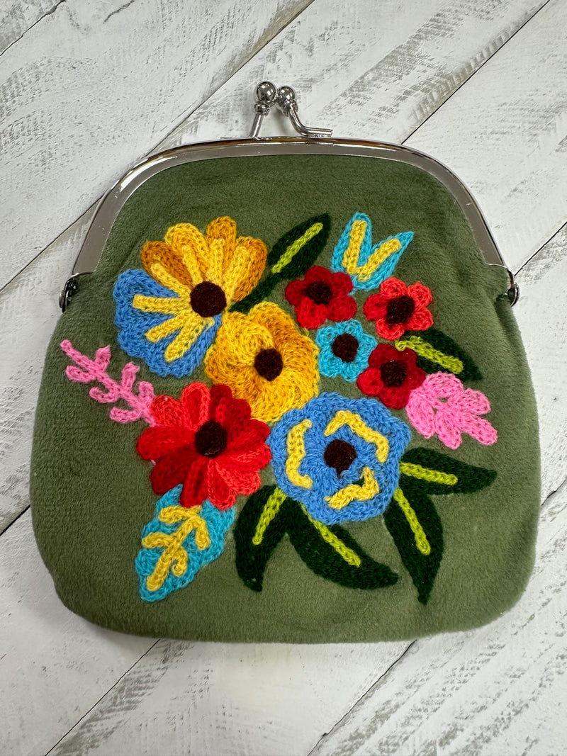 Embroidered Kiss Lock Coin Purses