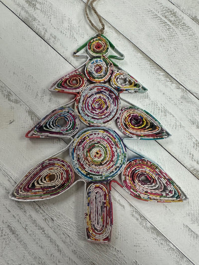 Recycled Magazine Ornament - Christmas Tree