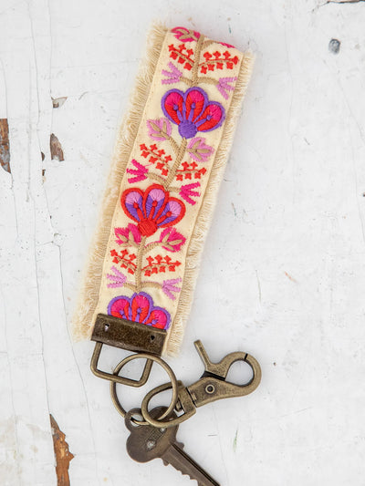 Embroidered Key Fob - Light Pink