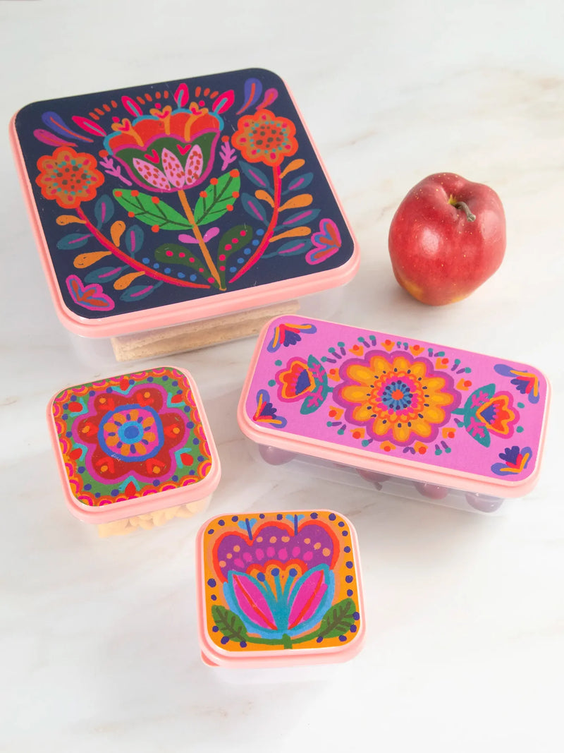 Folk Flower Nesting Storage Containers, Set of 4