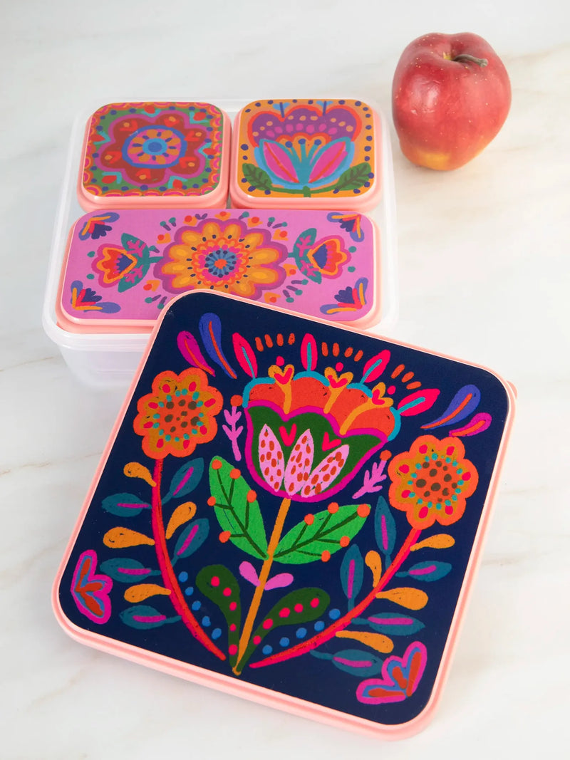 Folk Flower Nesting Storage Containers, Set of 4