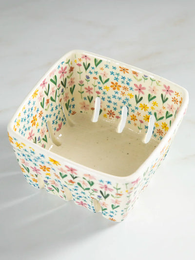 Ceramic Berry Colander - Ditsy Cream Rainbow