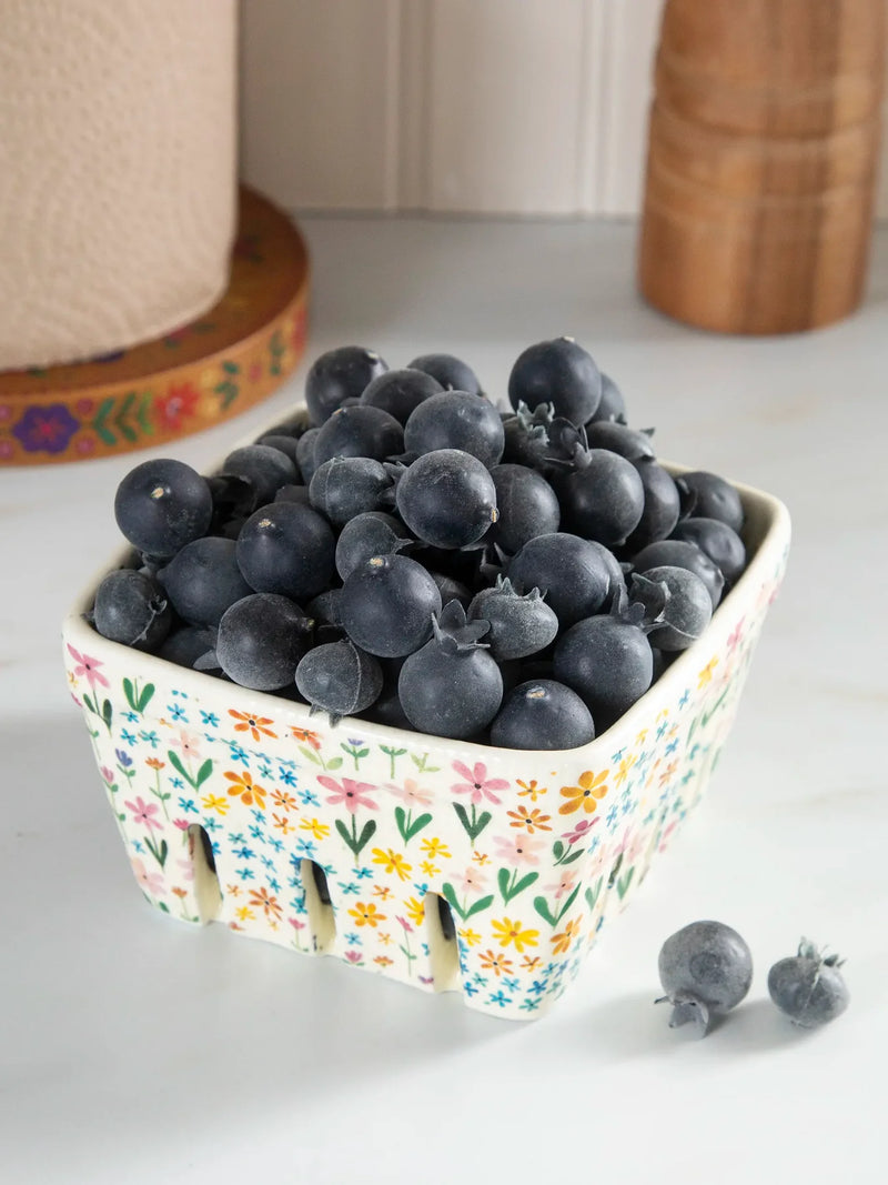 Ceramic Berry Colander - Ditsy Cream Rainbow