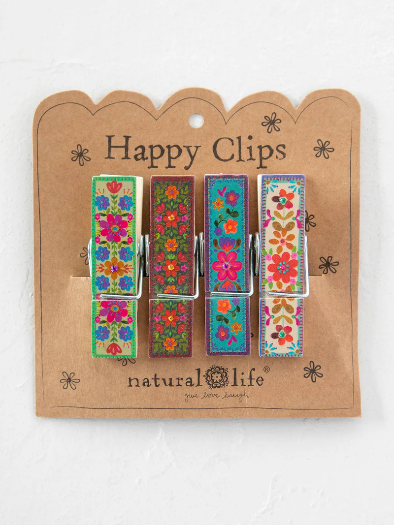 Multicolored Floral Happy Clip Set