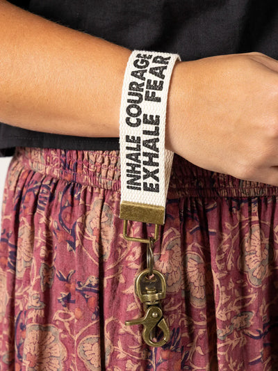"Inhale Courage Exhale Fear" Canvas Key Fob