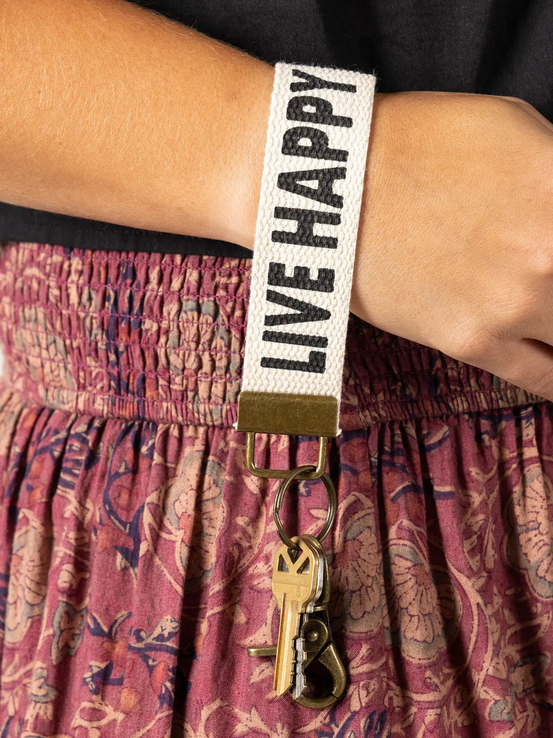 "Live Happy" Canvas Key Fob