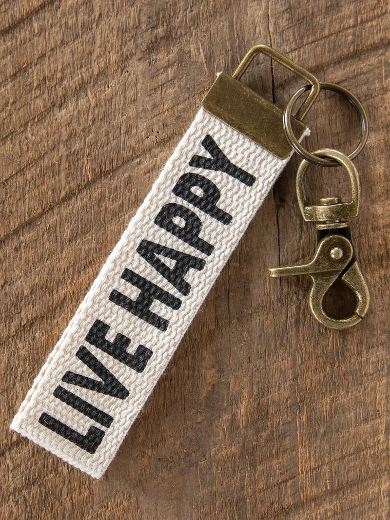 "Live Happy" Canvas Key Fob