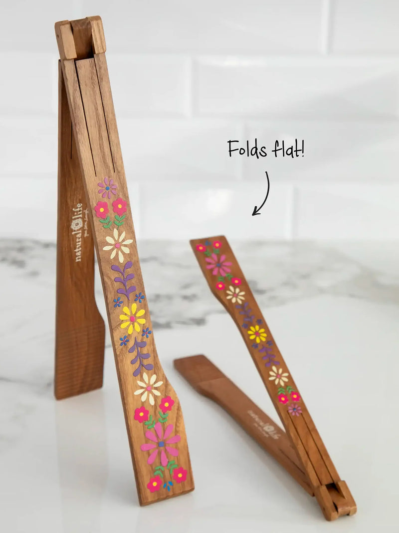Folk Flower Collapsible Tongs - Set of 2