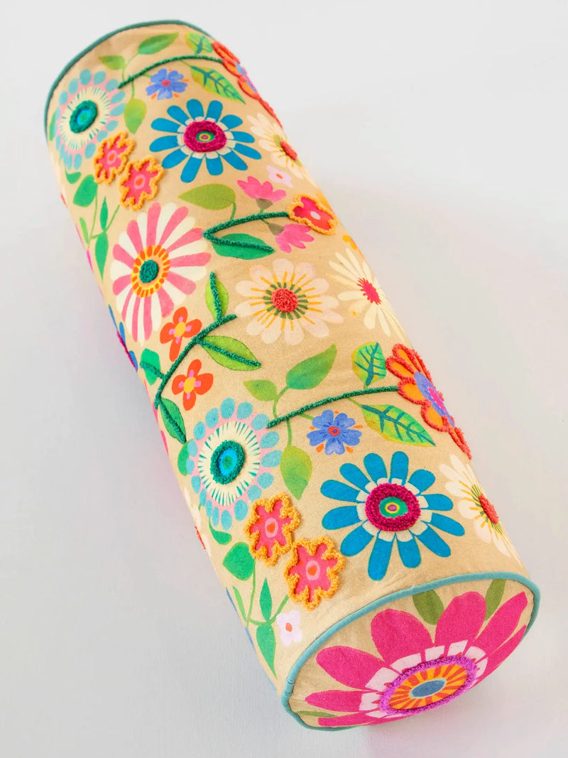 Floral Tufted Bolster Pillow