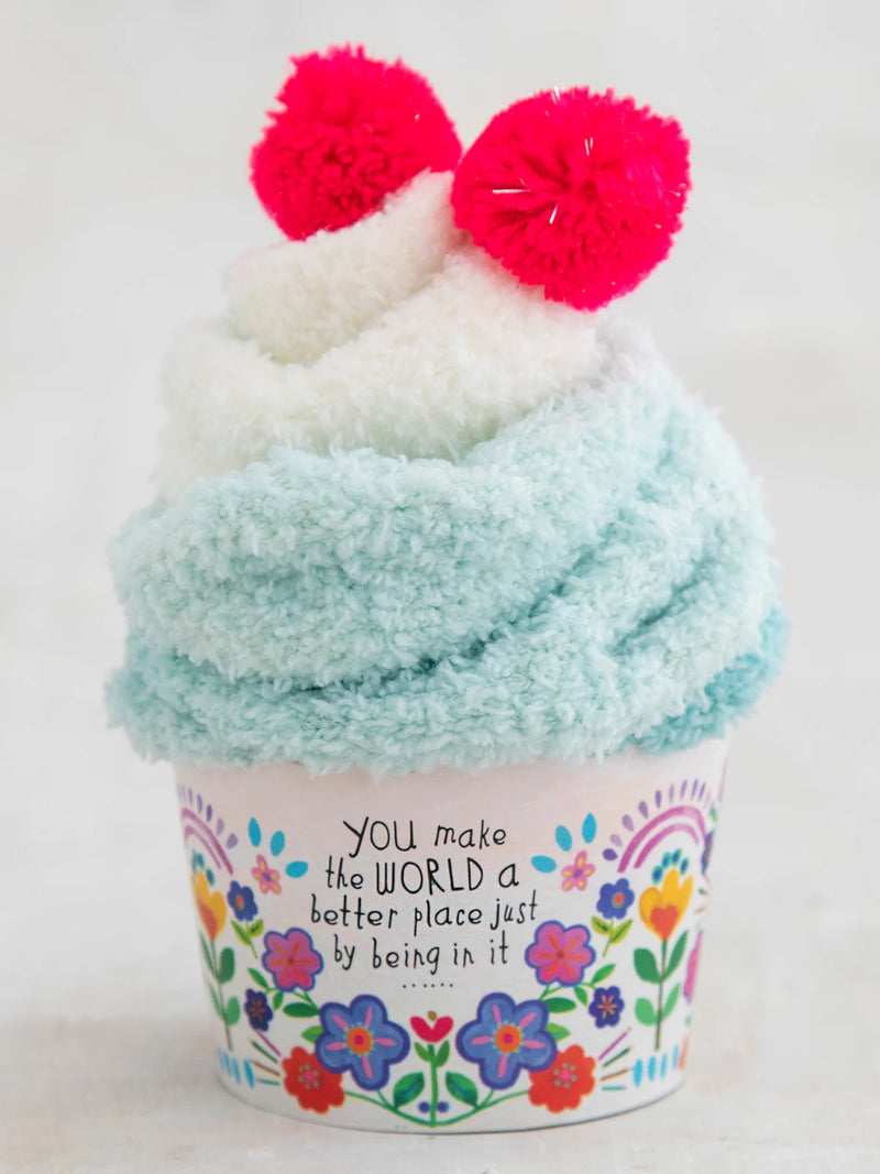 Cupcake "You Make The World Better" Socks