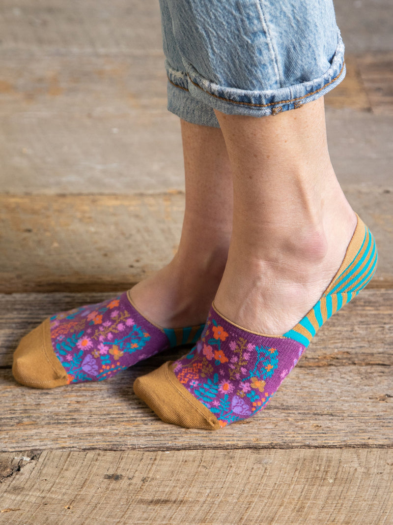 No-Show Sock Set (Turquoise Floral)