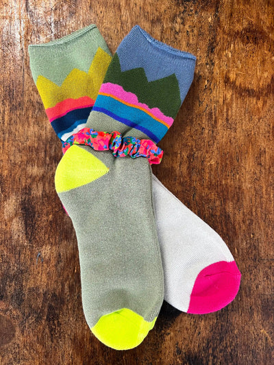 "Mountains" Icon Roll Top Socks, Set of 2