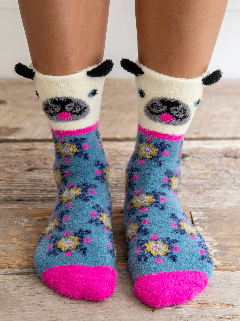 Dog Cozy Critter Socks - Cream