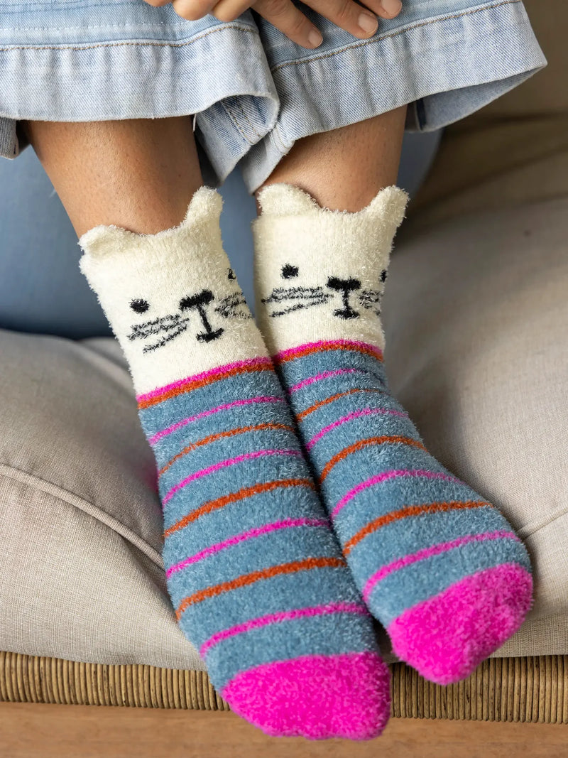 Cozy Socks - White Cats
