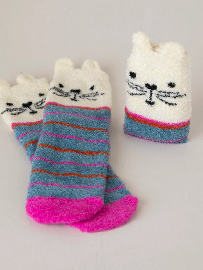 Cozy Socks - White Cats