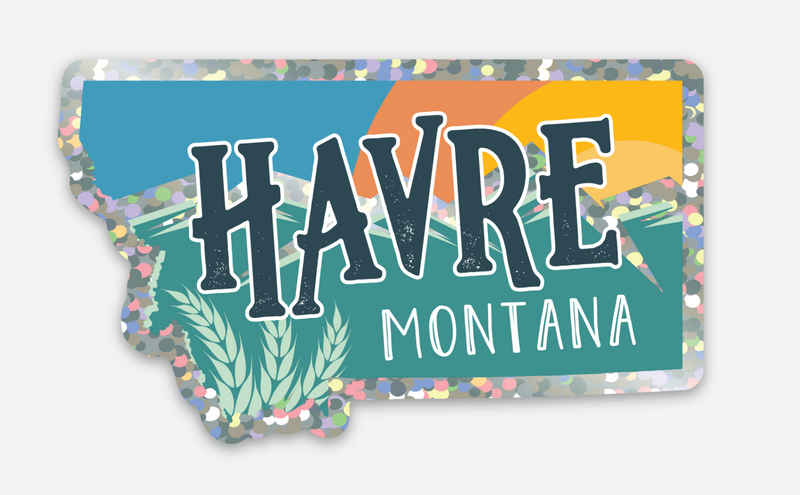 Havre, Montana State Glitter Sticker