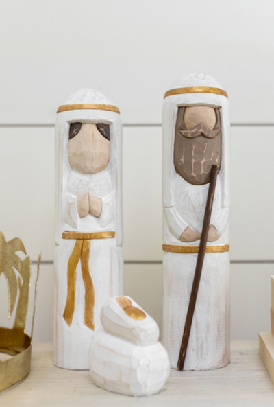 Pine Wood Nativity Set