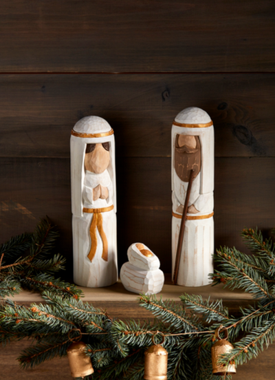 Pine Wood Nativity Set