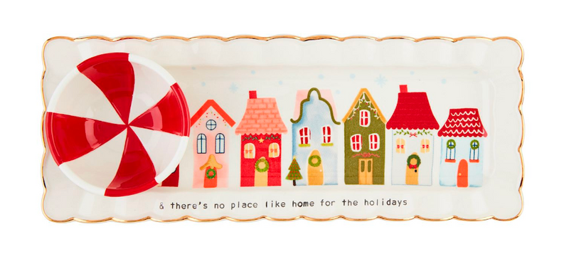 Christmas Village Tray & Dip Set