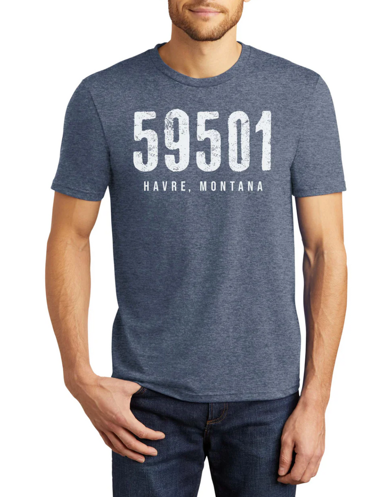 "59501 Havre, Montana" Unisex T-shirt -  Navy Frost