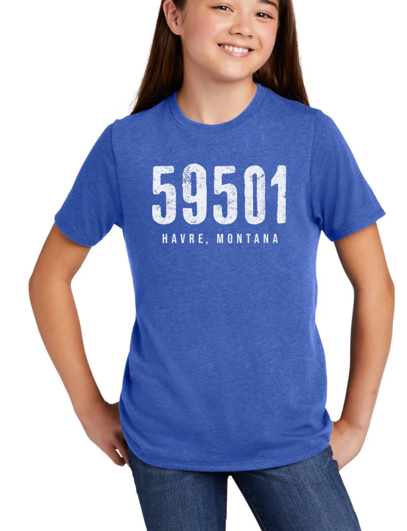 "59501 Havre, Montana" Youth T-shirt -  Royal Frost Blue