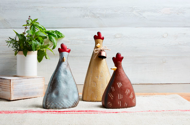 Hand Painted Tin Chicken Sitter - 3 Sizes