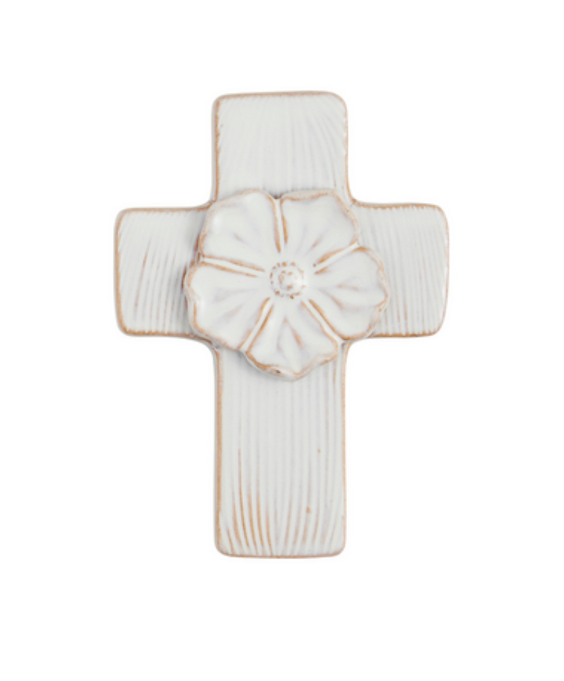 Stoneware Flower Cross (2 Sizes)