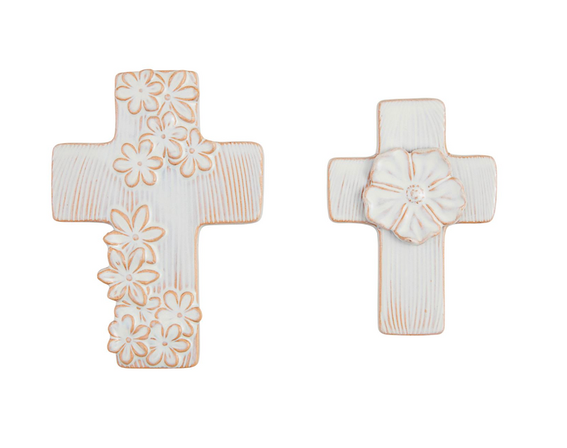 Stoneware Flower Cross (2 Sizes)