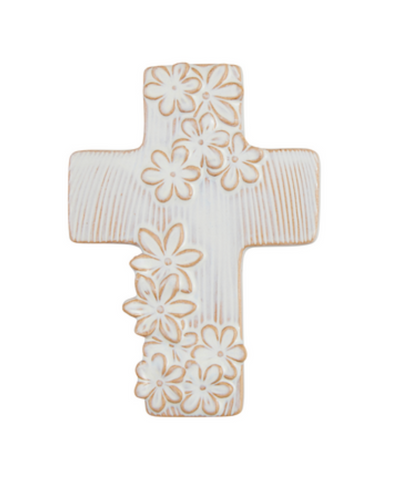 Stoneware Flower Cross (2 Sizes)