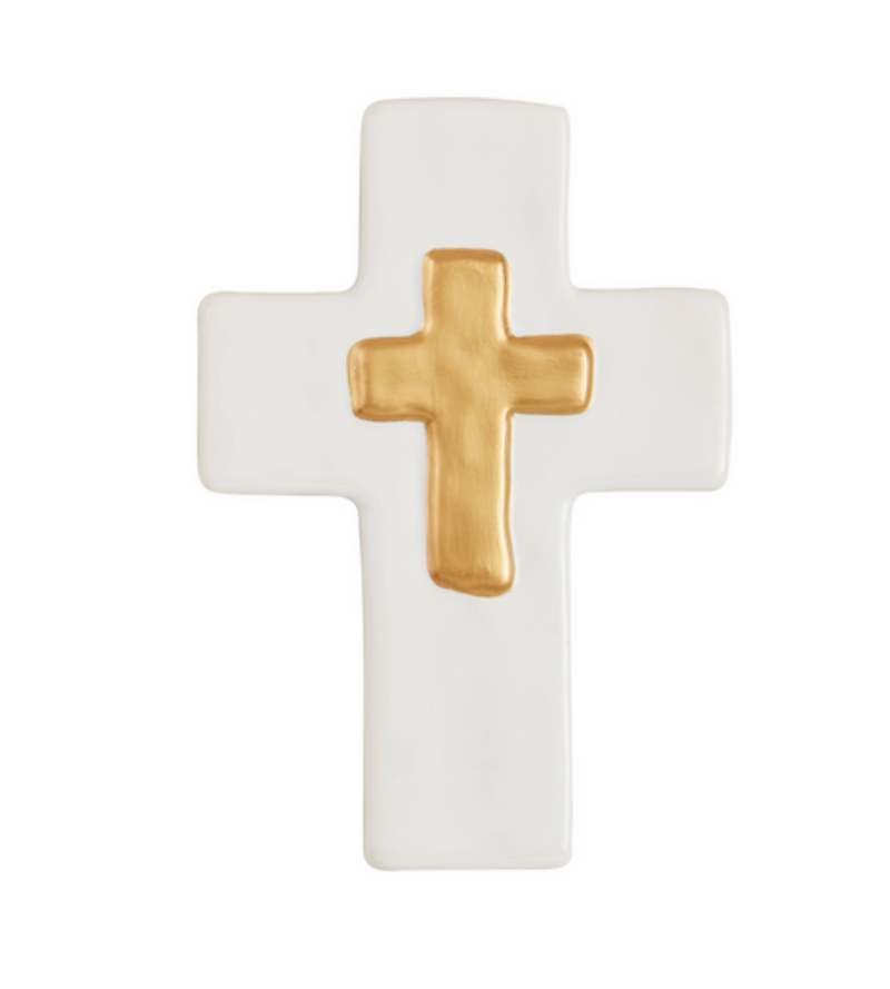 White Ceramic Cross with Gold - 3 Styles