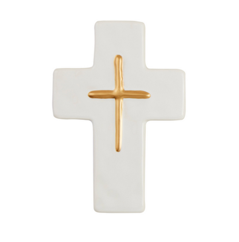 White Ceramic Cross with Gold - 3 Styles