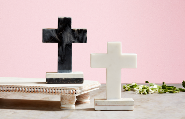 Marble & Wood Standing Cross