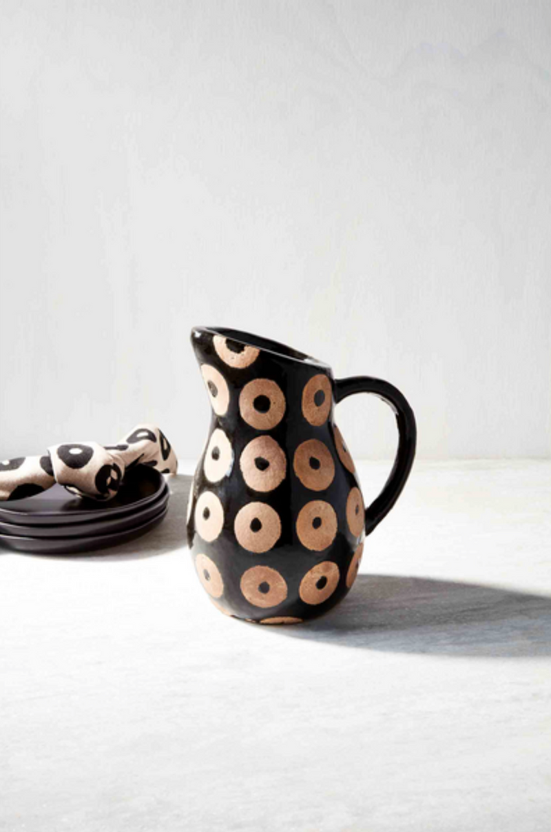 Black Dot Terracotta Pitcher Vase