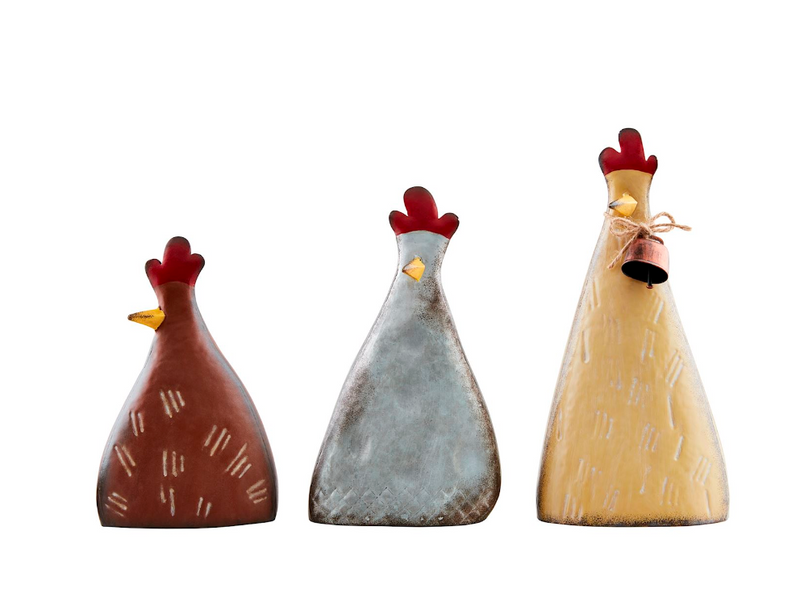Hand Painted Tin Chicken Sitter - 3 Sizes