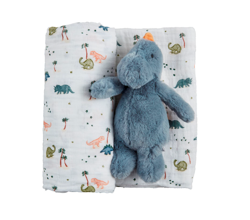 Dino Swaddle & Butterfly Rattle Set