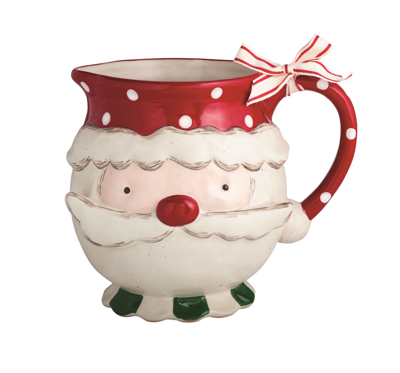Christmas Santa Stoneware Pitcher
