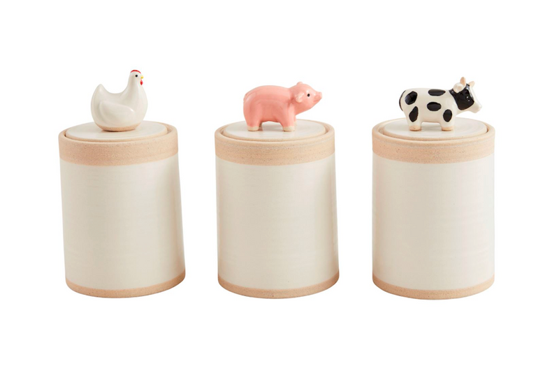 Farm Animal Stoneware Canisters