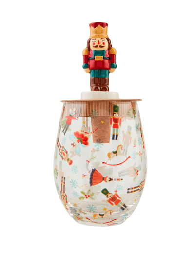 Christmas Wine Glass with Wine Stopper Set