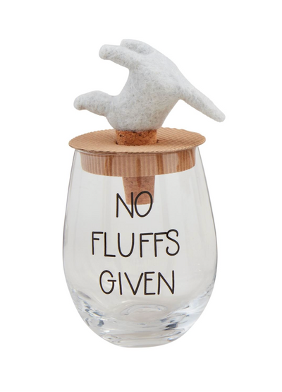 Dog Wine Glass and Wine Stopper Set