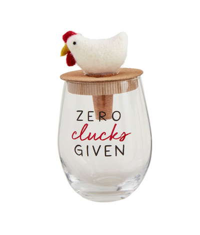 Farm Animal Wine Glass and Wine Stopper Set