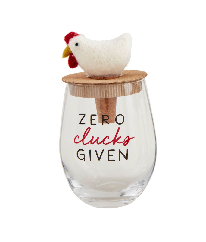 Farm Animal Wine Glass and Wine Stopper Set