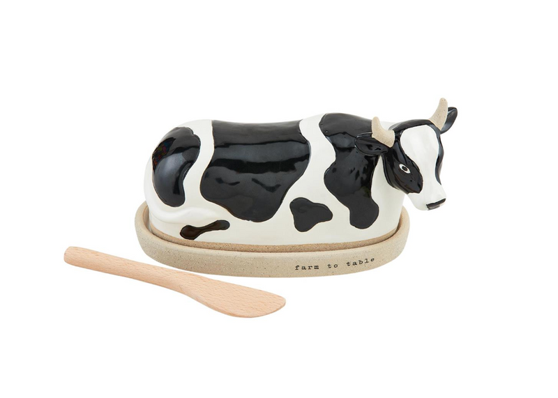Cow Stoneware Butter Dish