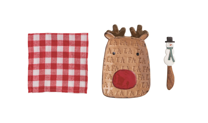 Reindeer Plate and Towel Set