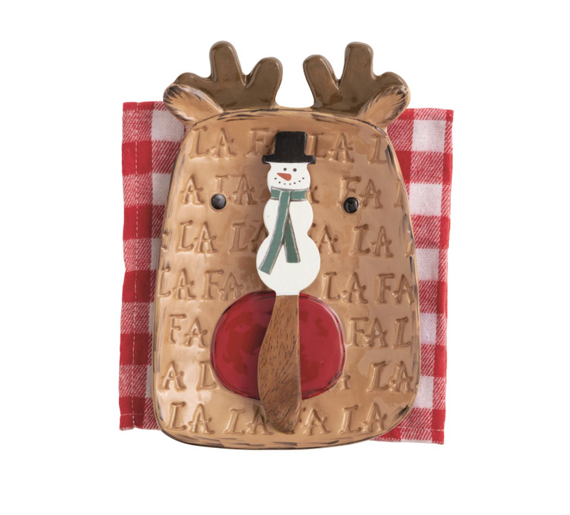 Reindeer Plate and Towel Set