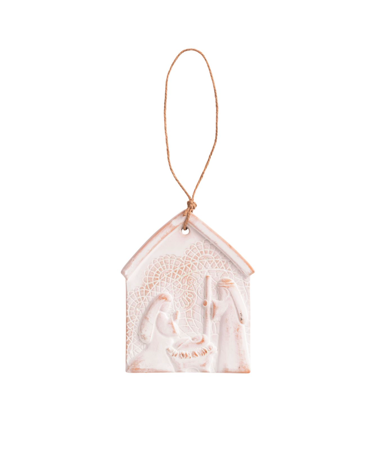 Jesus Is Born Nativity Lace Ornament