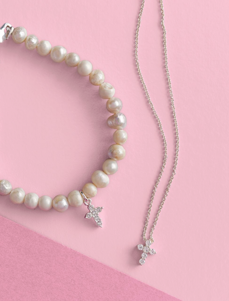 "Welcome To The World" Cross Necklace & Bracelet Set