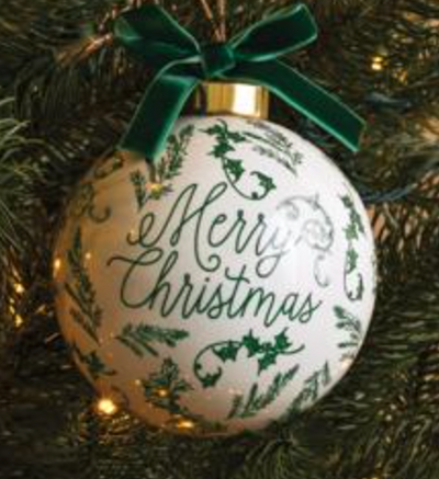 Green Toile Pattern Ball Ornament
